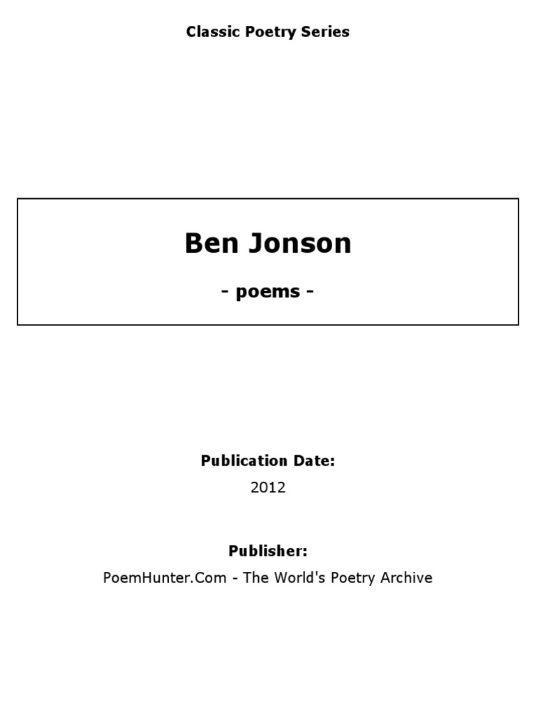 Ben Jonson: Poet and Playwright Insights | PDF