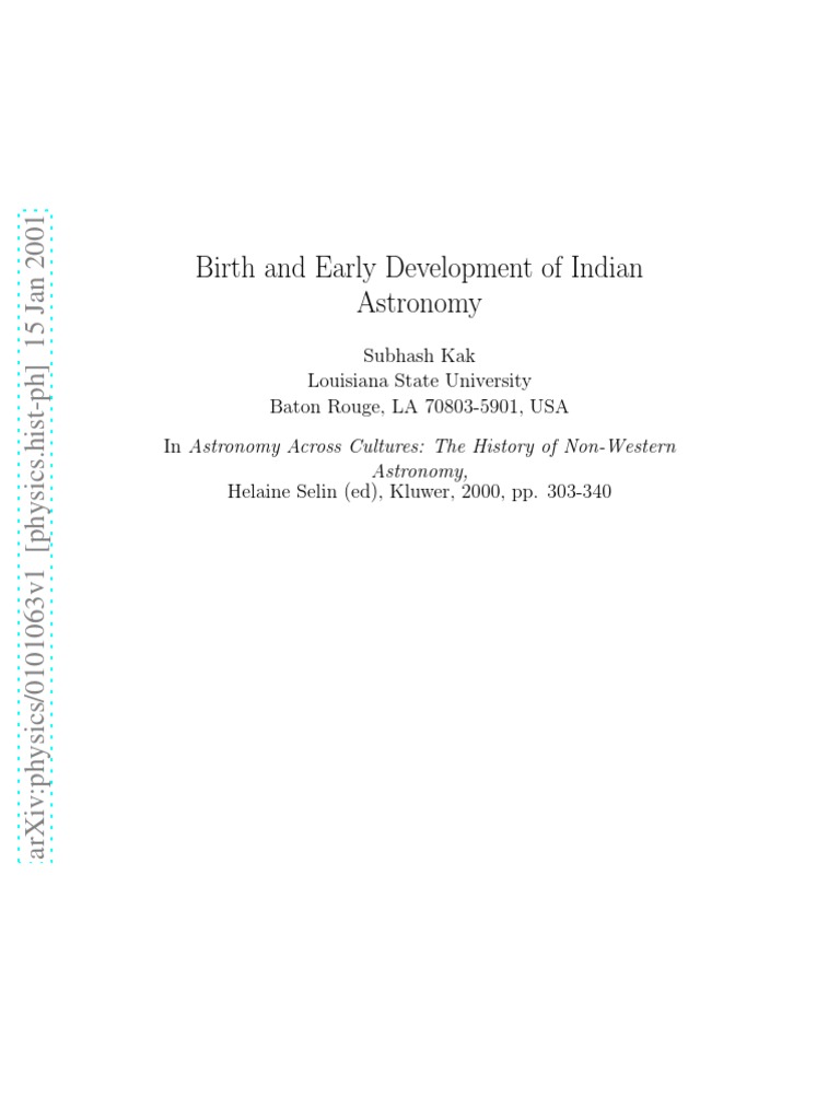 Origins of Indian Astronomy | PDF | Moon | Vedas