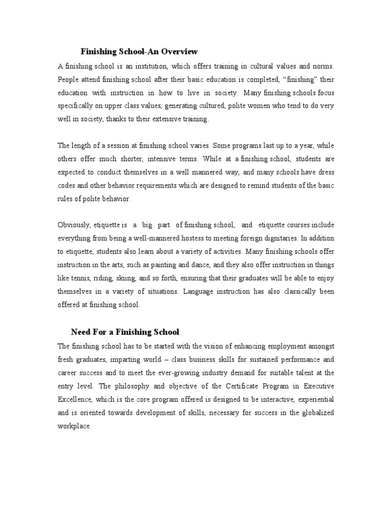 Finishing School | PDF | Etiquette | Employment