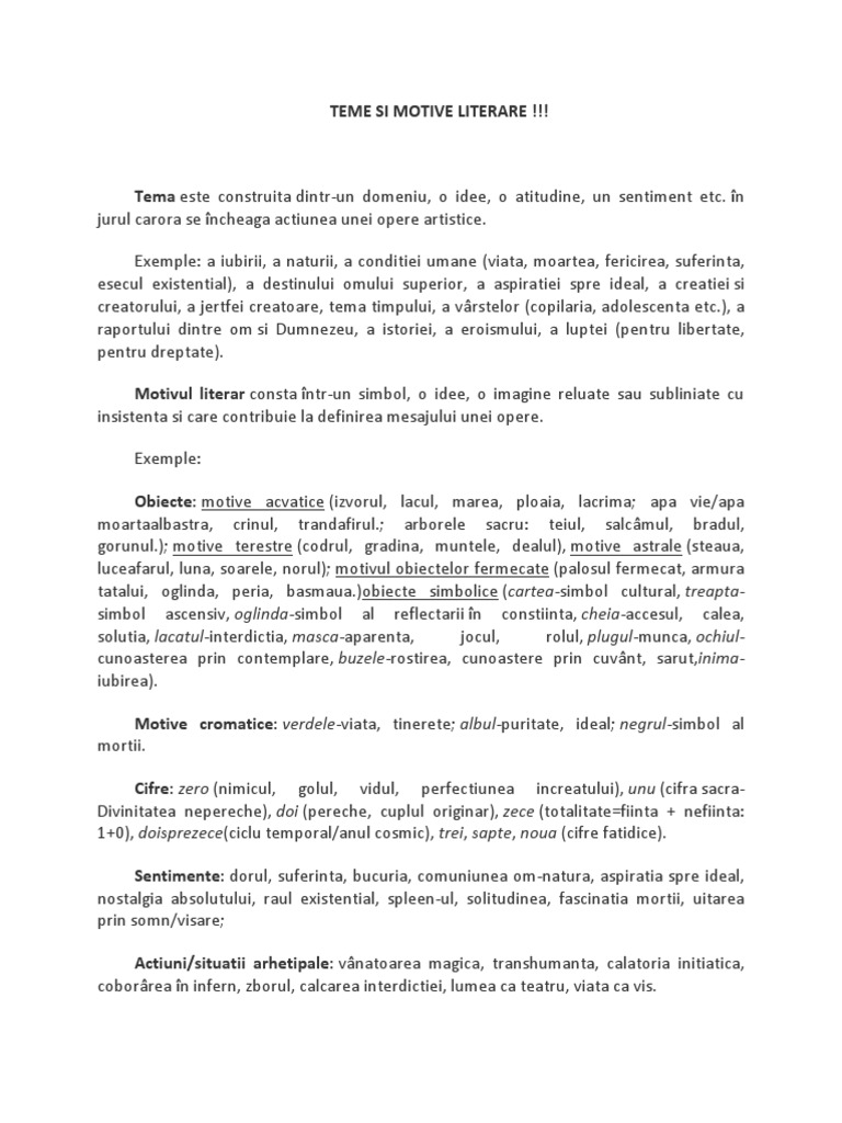 Teme Si Motive Literare  PDF
