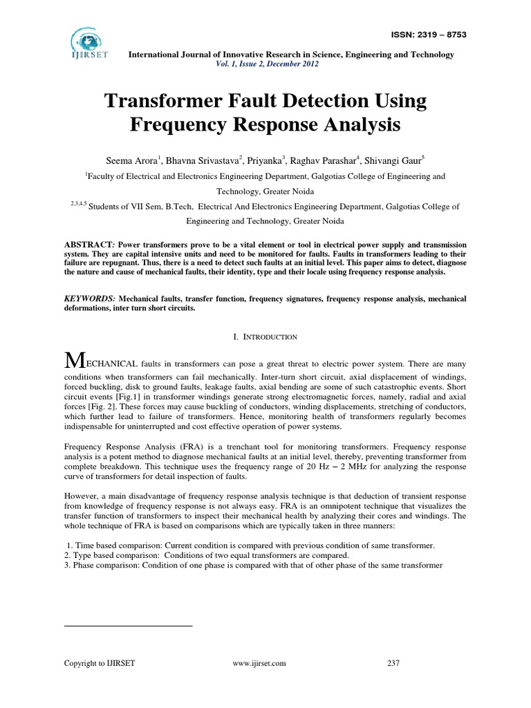 17-Transformer Fault Detection | PDF | Transformer | Electrical Impedance
