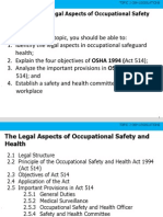 Learning Outcomes: Objectives: The Legal Aspects of Occupational Safety and Health
