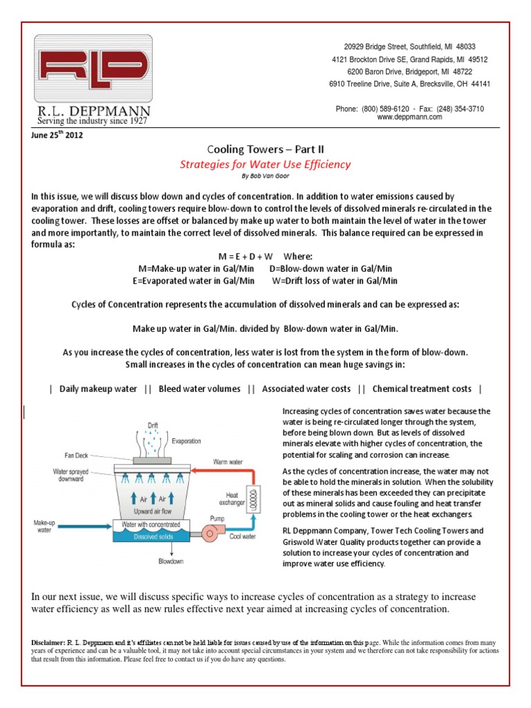 Cooling Tower Water Efficiency Strategies | PDF | Water | Chemical ...