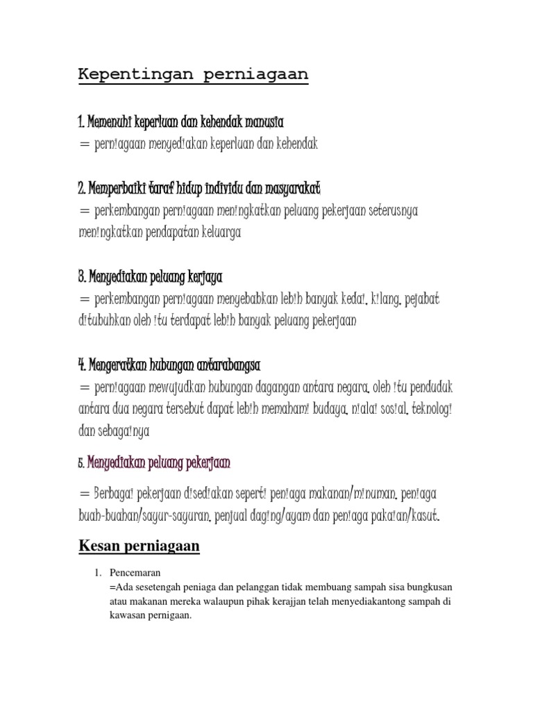 Kepentingan Perniagaan Pdf