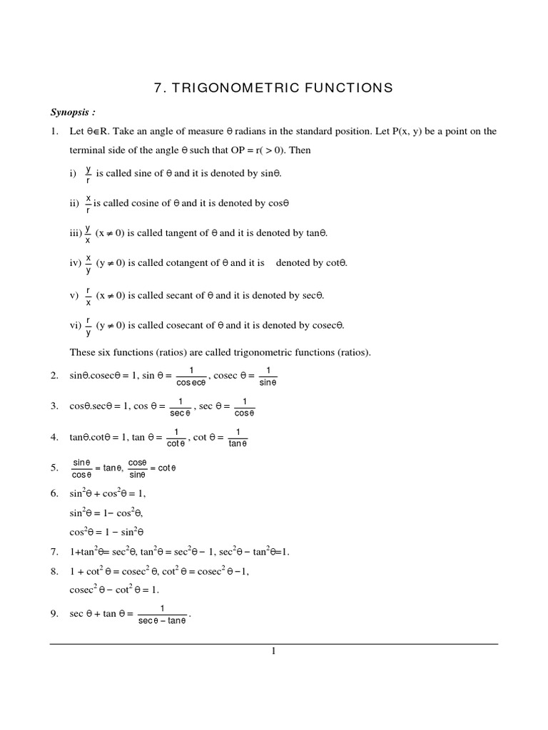 Trigonometric Functions Explained | PDF | Teaching Methods & Materials