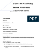 Sample of Lesson Plan Using Needham's Five Phase Constructivist Model
