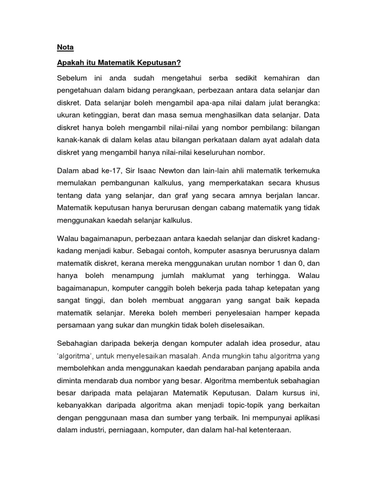 Apakah Itu Matematik Keputusan