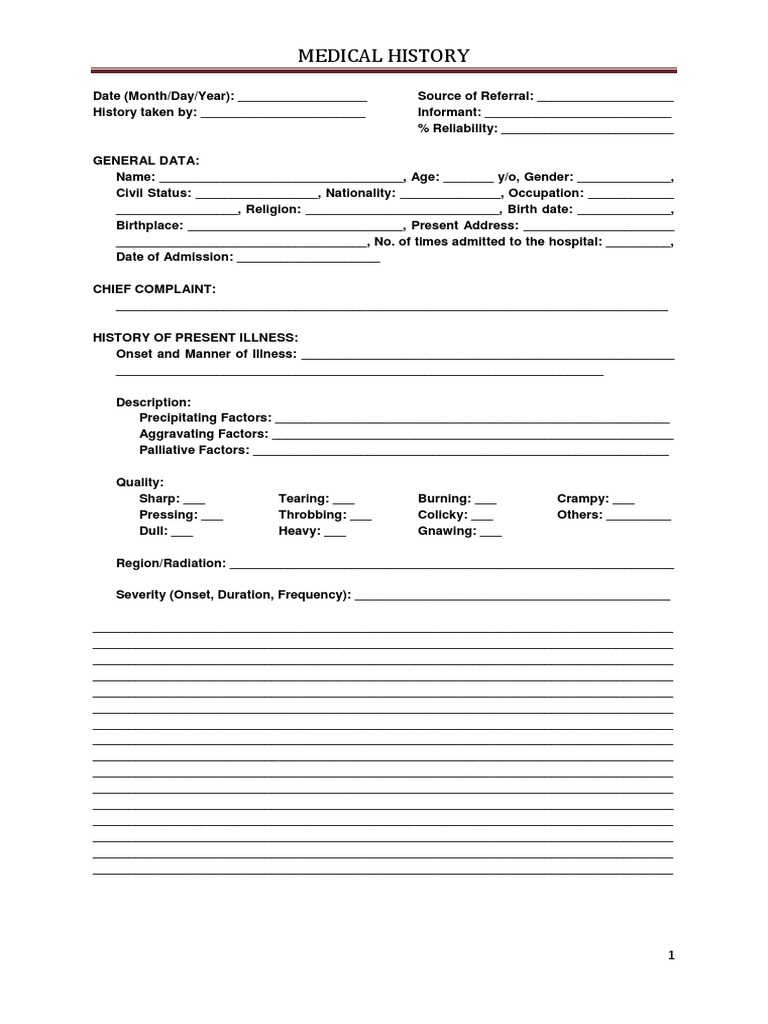Patient History Template | PDF | Menstruation | Substance Abuse