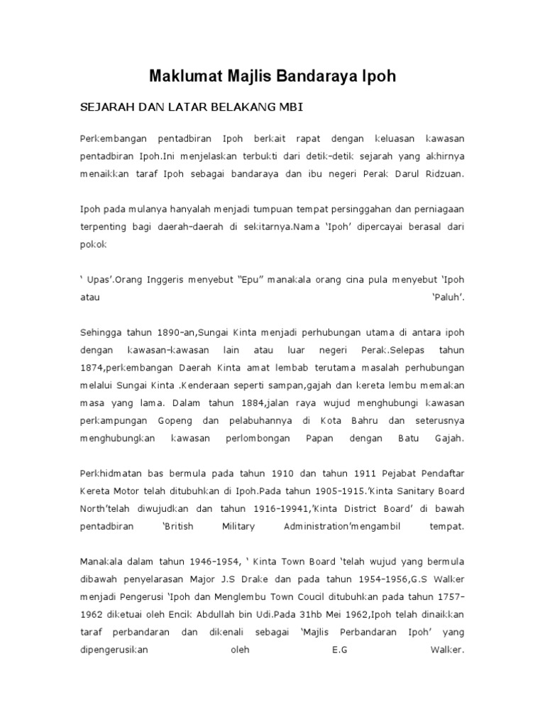 Maklumat Majlis Bandaraya Ipoh