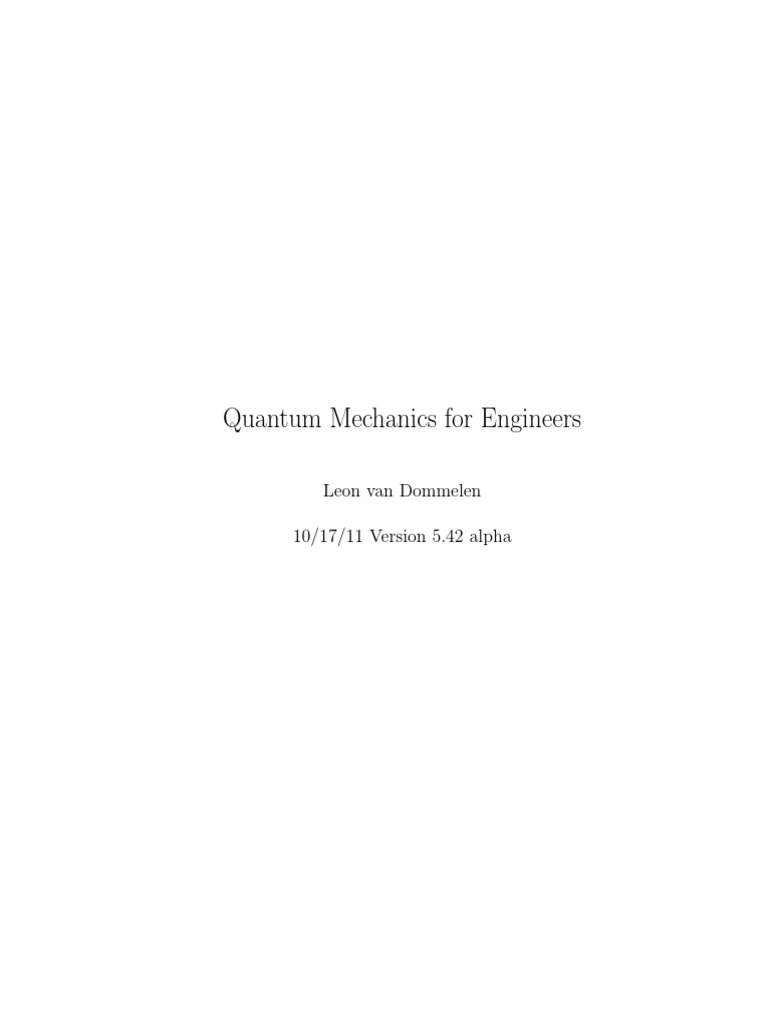 Quantum Mechanics For Engineers | PDF | Technology & Engineering