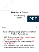 Acoustics of Speech: Julia Hirschberg CS 4706