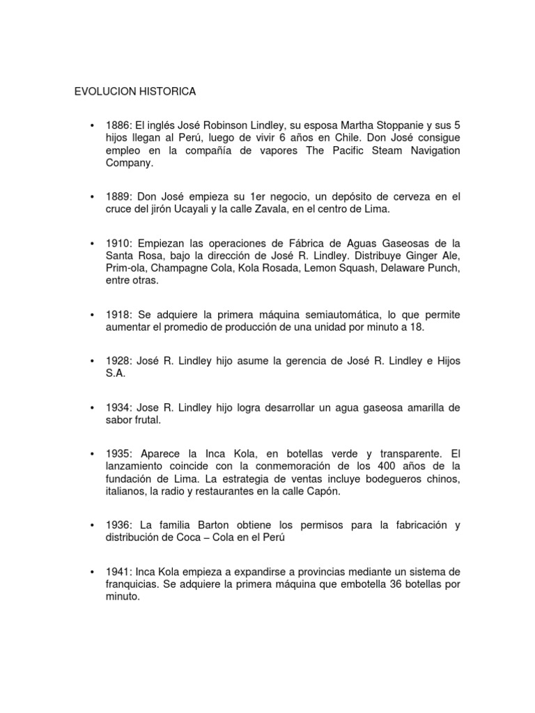 Historia de José R. Lindley en Perú | PDF | Calidad (comercial) | Refresco