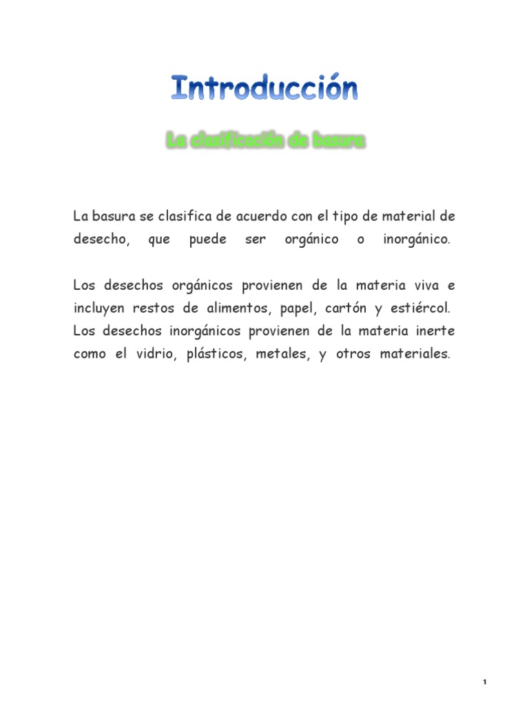 Clasificación de Basura y su Impacto | PDF | El plastico | Residuos