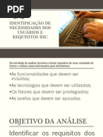 Identificação de Necessidades Dos Usuários e Requisitos Ihc