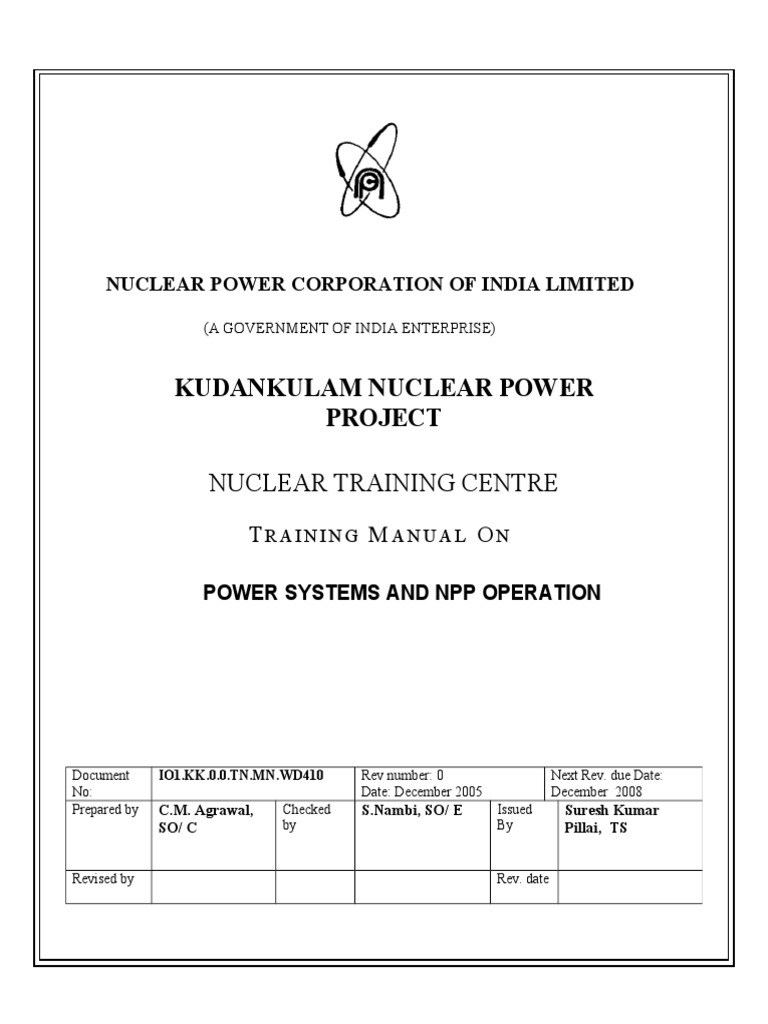 NPP Operation and Power Systems Manual | PDF | Alternating Current ...