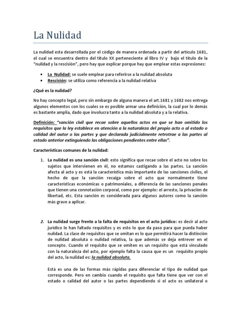 La Nulidad | PDF | Nulo (ley) | Intención (Derecho Penal), image size:768x1024