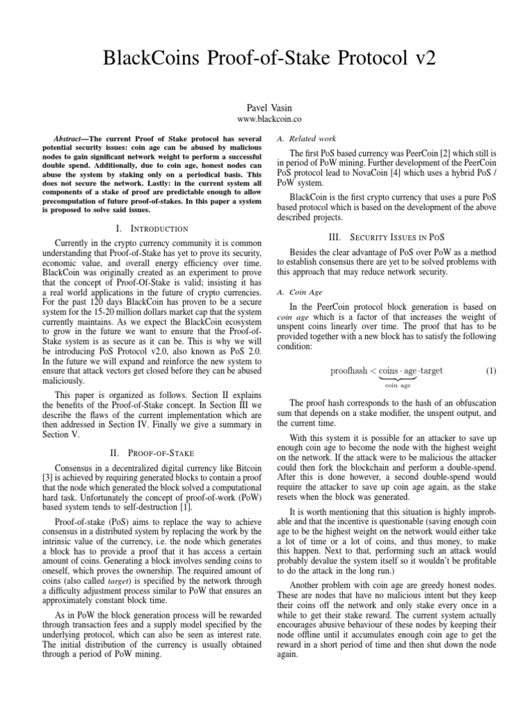 BlackCoin PoS Protocol v2 Overview | PDF | Applied Mathematics | Computing