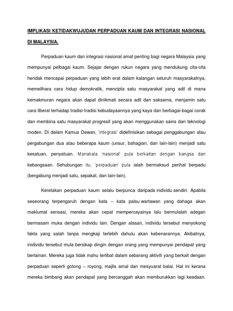 Yunus Baharuddin Implikasi Ketidaksepaduan Kaum Dan Langkah Mengatasi Di Peringkat Sekolah Pdf