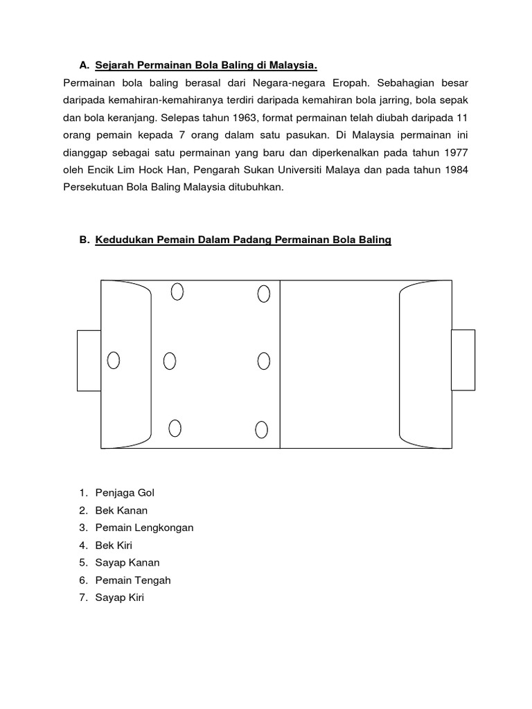 kedudukan pemain bola baling
