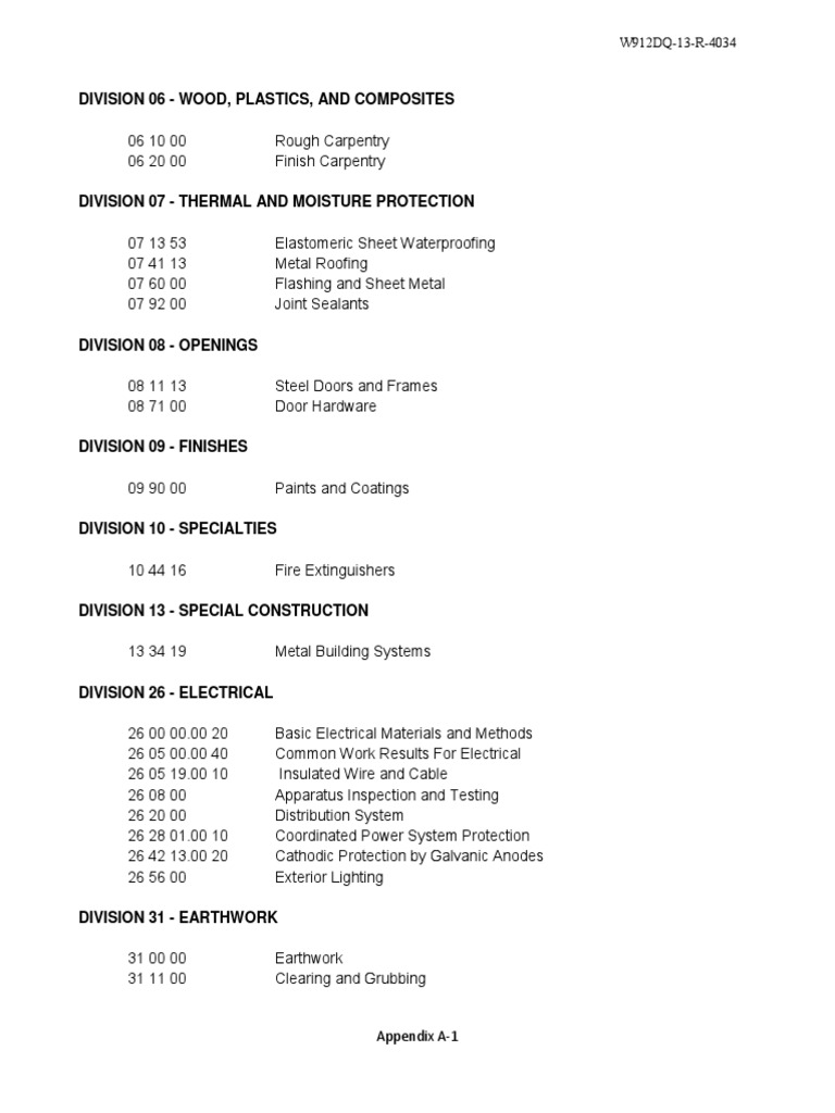 Construction Division Specifications Guide | PDF | Home & Garden