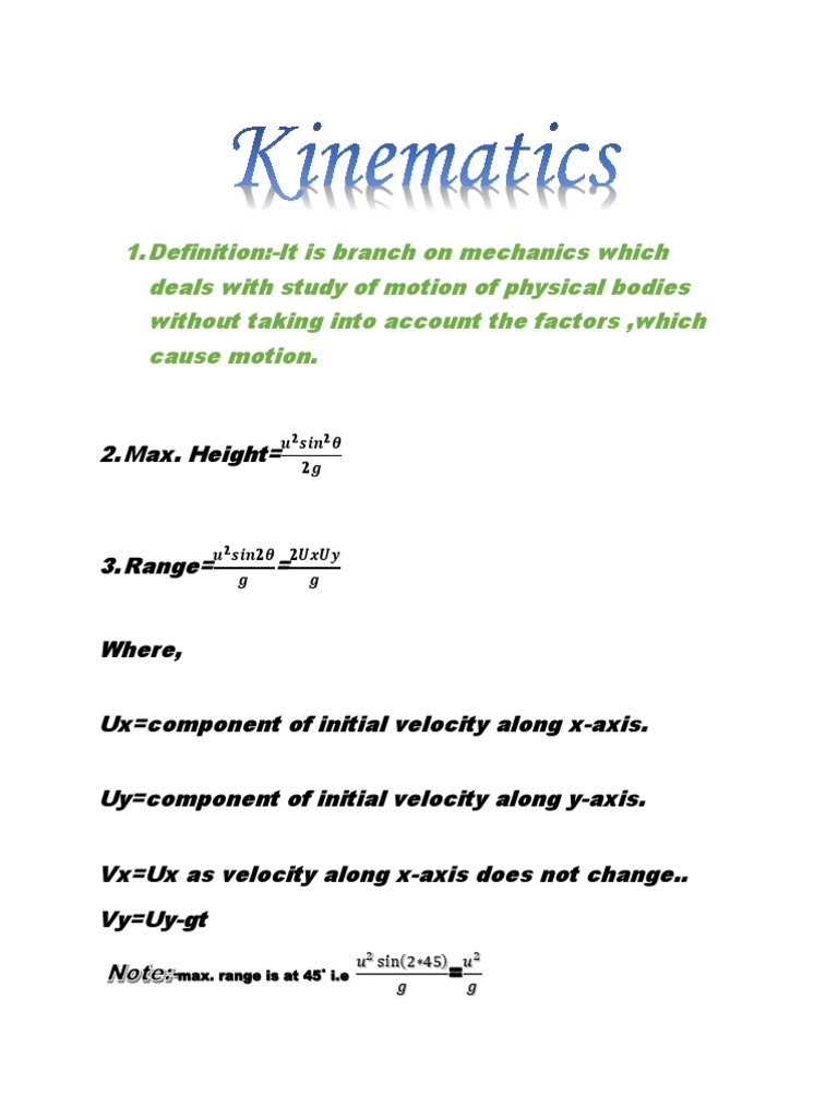 Kinematics PDF Kinematics Takeoff