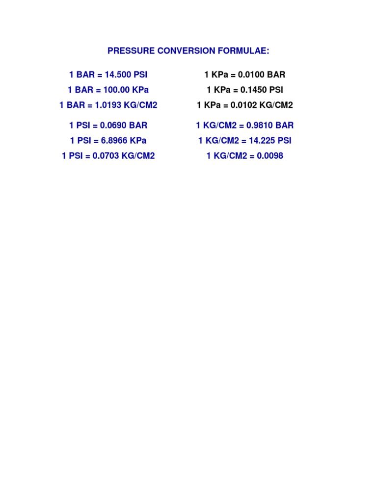Descubrir 102+ imagen bar versus psi conversion Viaterra.mx