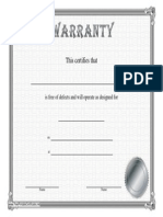 Warranty Certificate Sample