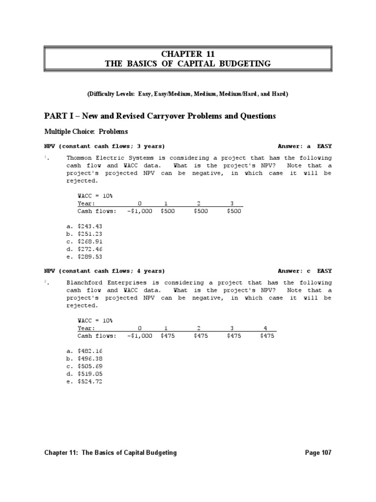Capital Budgeting NPV and IRR Problems | PDF | Capital Budgeting ...