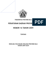 Perda No 16 Tentang RTRWP Bali Tahun 2009-2029