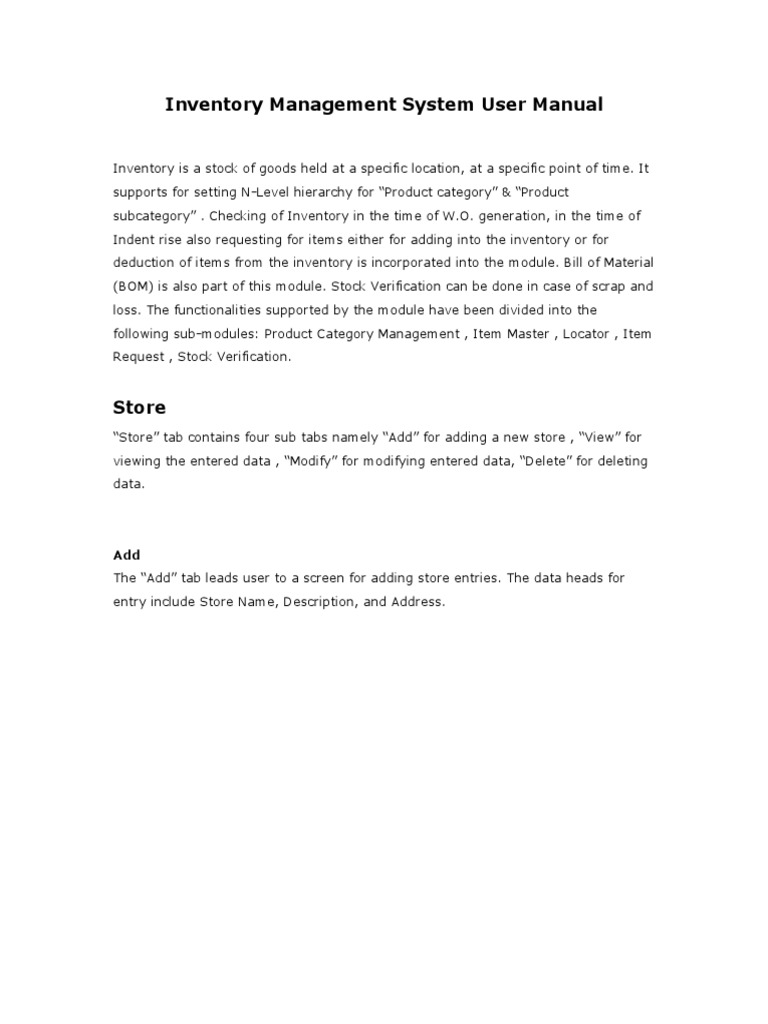 Inventory Management System Manual | PDF | Technology & Engineering