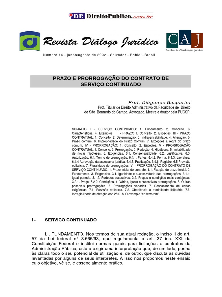 Prazo Do Contrato Prorrogação Do Contrato de Serviço Continuado | PDF ...