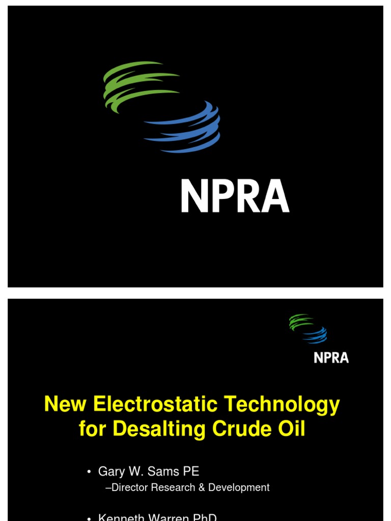 New Electrostatic Technology For Desalting Crude Oil PDF Electrostatics Petroleum