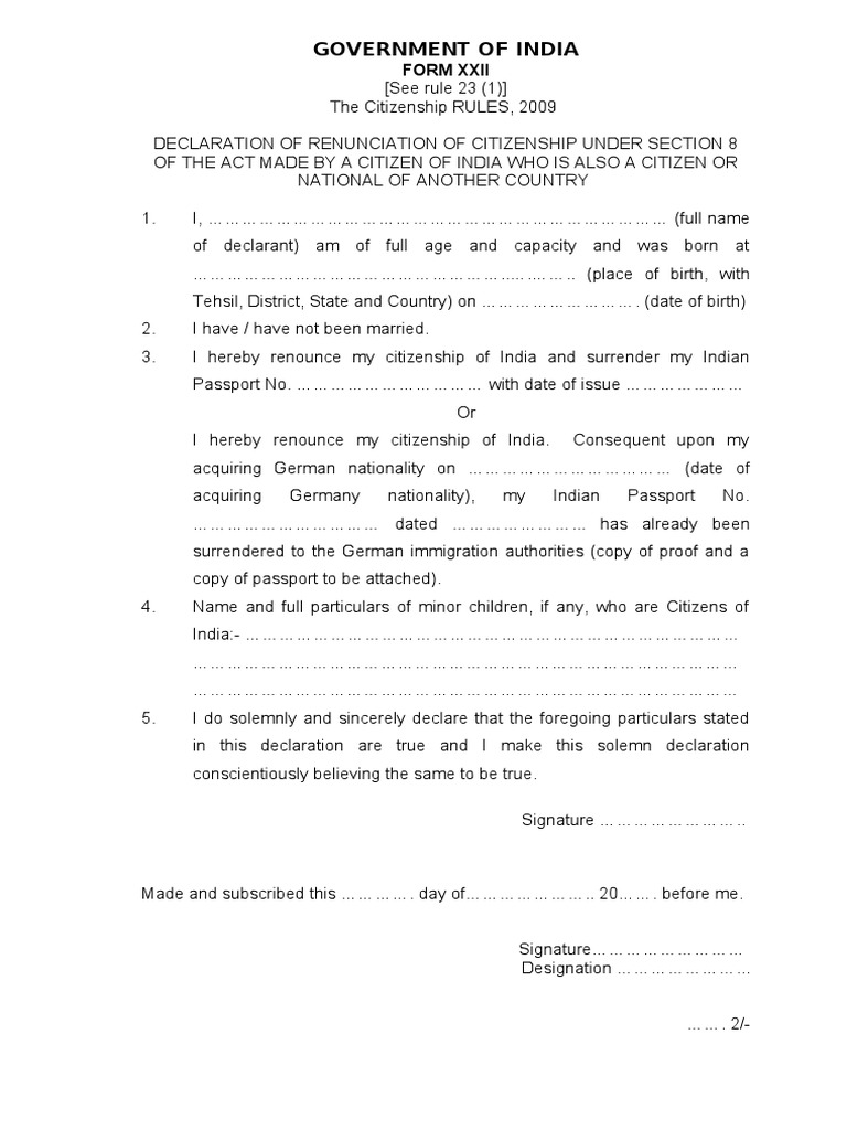 Renunciation of Citizenship PDF Nationality Law Constitutional Law