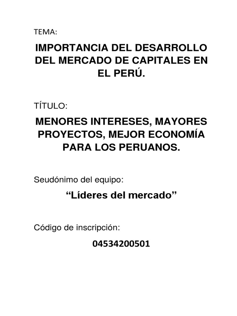 Desarrollo del Mercado de Capitales en Perú | PDF | Inflación | Ahorro