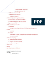 Document Format (Use Word Processor) Cover Page o Candidate's Details