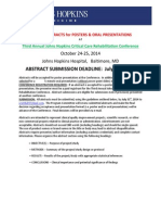 Abstract Submission Deadline: July 31, 2014: October 24-25, 2014 Johns Hopkins Hospital, Baltimore, MD