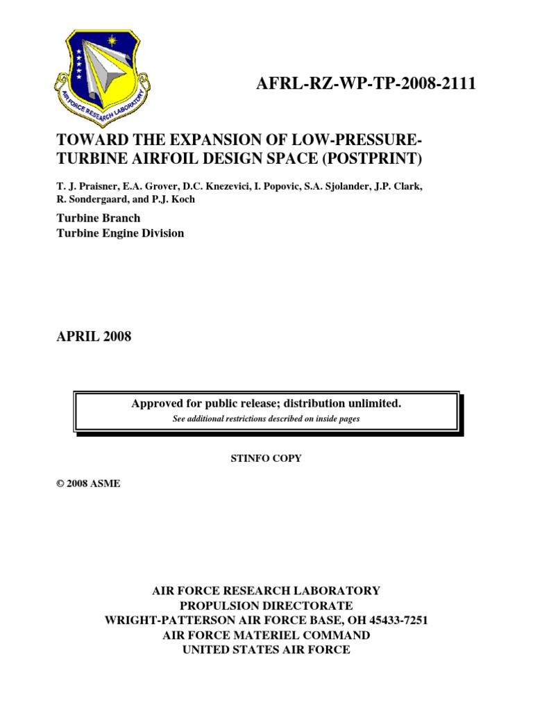Low Pressure Turbine Blade Design | PDF | Airfoil | Lift (Force)