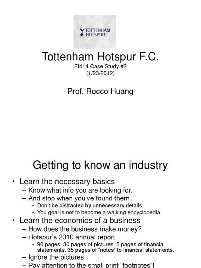 Tottenham Hotspur Financial Overview | PDF | Premier League | Tottenham ...