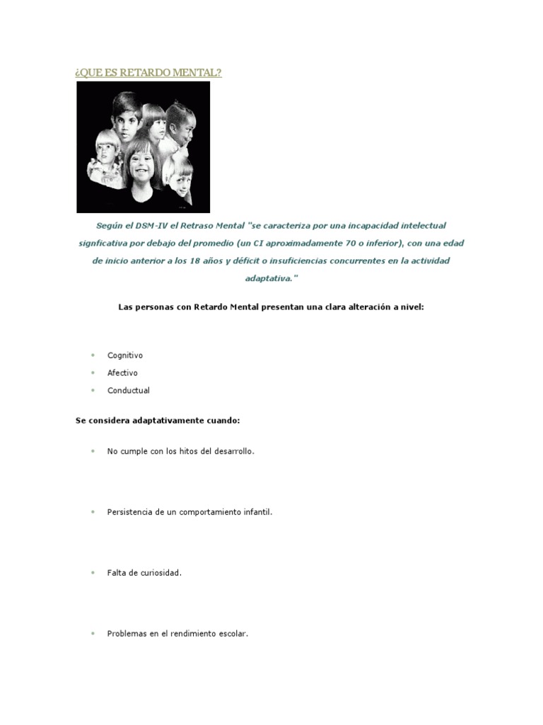 Que Es Retardo Mental | PDF | Discapacidad intelectual | Cociente de ...