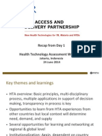 Recap From Day 1 Health Technology Assessment Workshop: Jakarta, Indonesia 24 June 2014