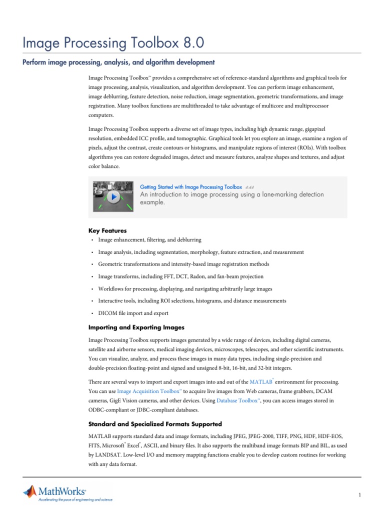 MATLAB Image Processing Toolbox | PDF