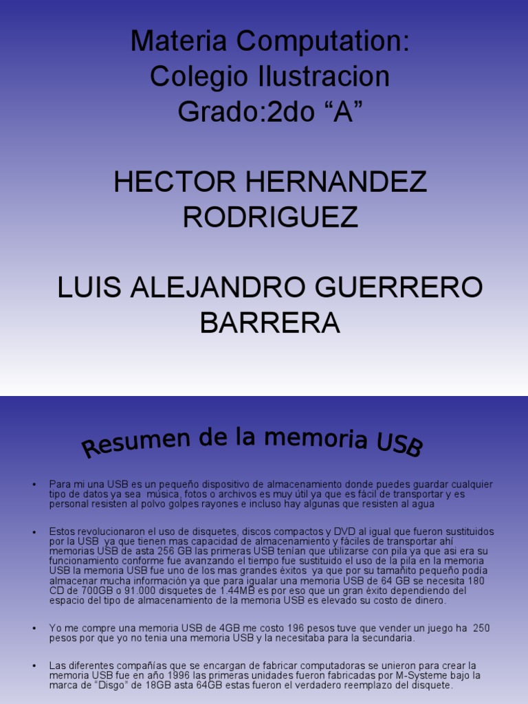 Evolución y características de la memoria USB | PDF | Memoria USB ...