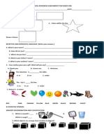 School Readiness Assessment For Grade One