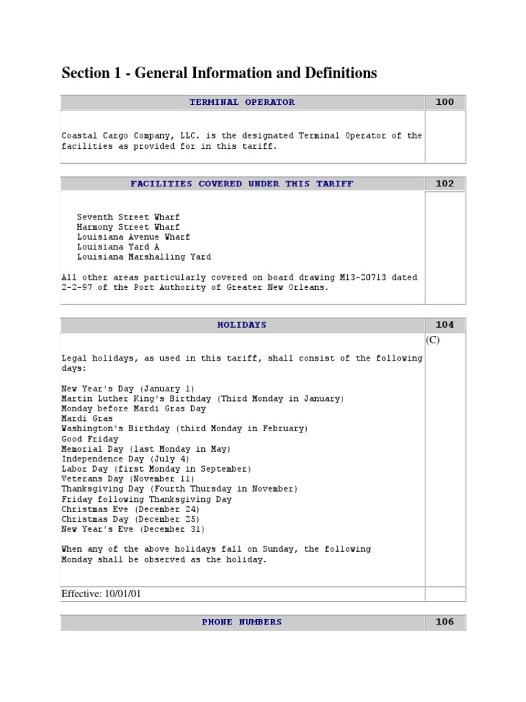 Section 1 - General Information and Definitions | PDF