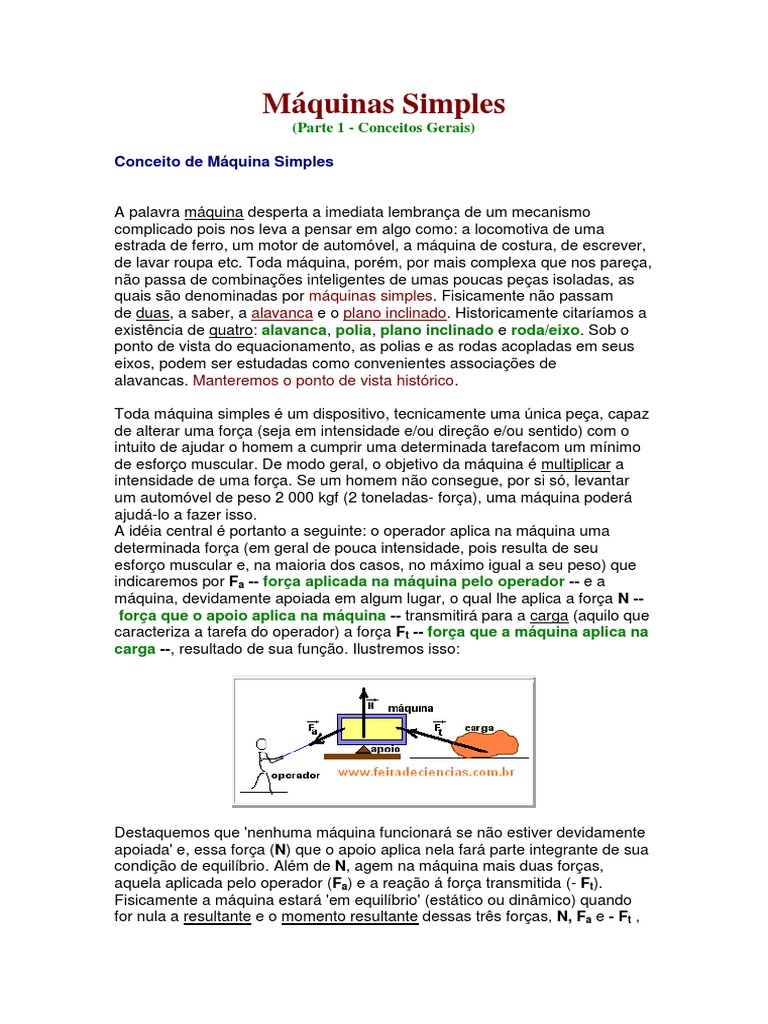 Apostila Máquinas Simples Pdf Frequência Força