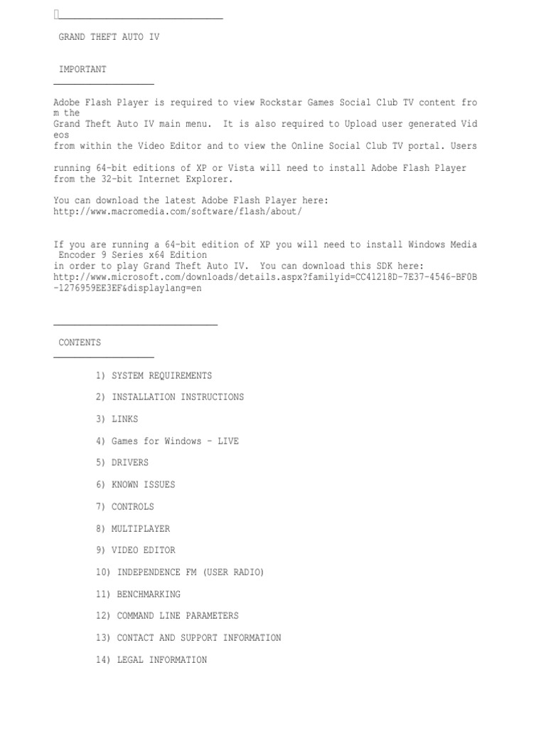GTA 4 Readme | PDF | Windows Vista | Microsoft Windows