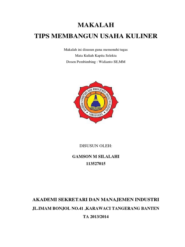 Tugas Makalah Usaha Kuliner