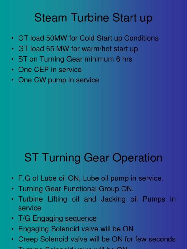 Steam Turbine Start Up PDF Steam Turbine