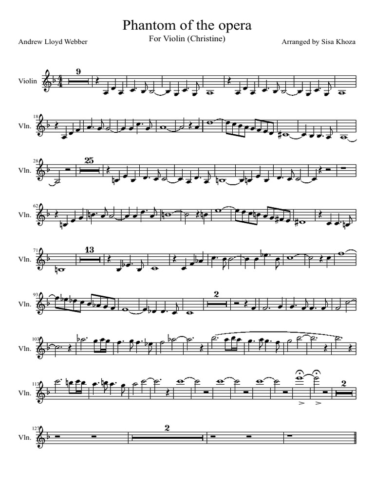 Phantom of The Opera - ViolinChristine Part | PDF