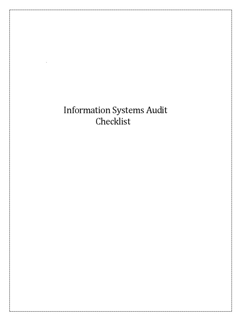 Information Systems Audit Checklist | PDF | Databases | Computer File